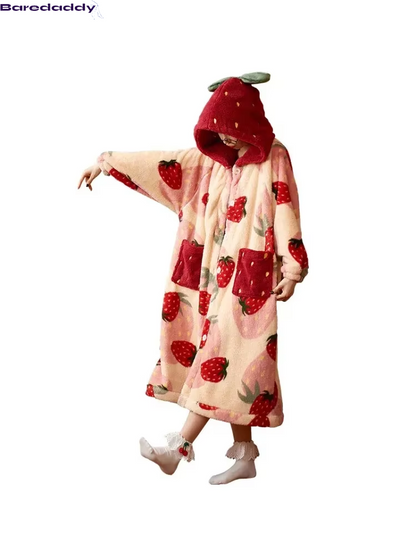 Baredaddy Cartoon Hooded Long Robe Jacket