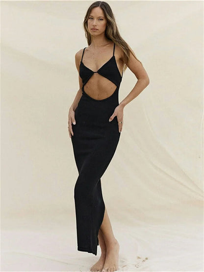 Backless Suspender Beach Midi Dress