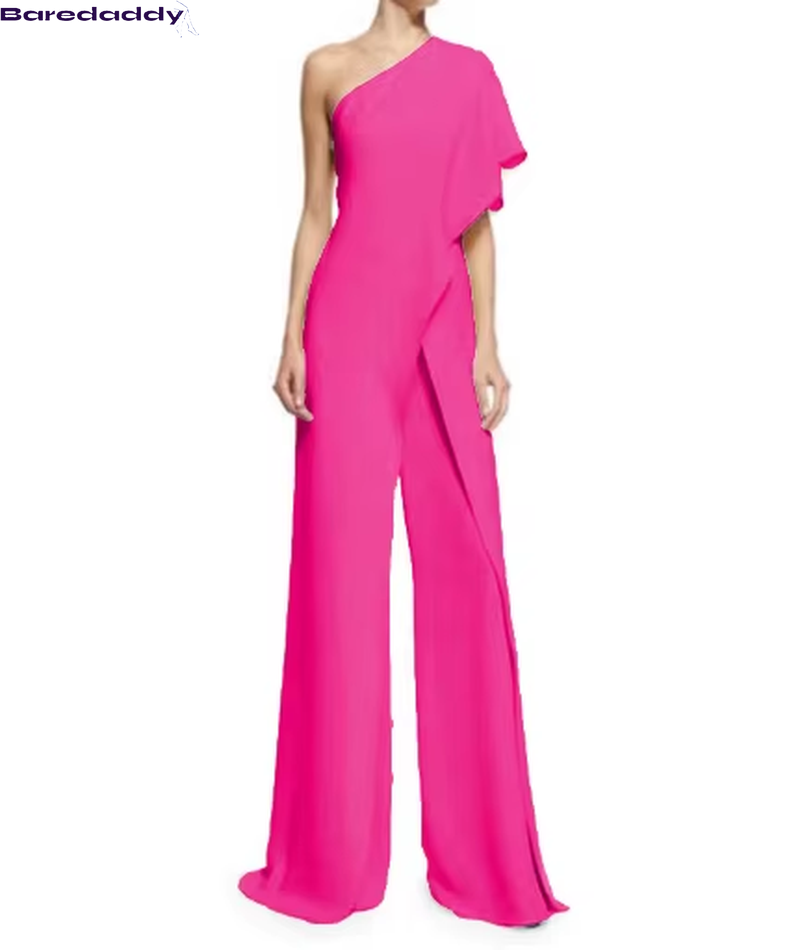 Baredaddy Ruffle Hem One Shoulder Jumpsuit