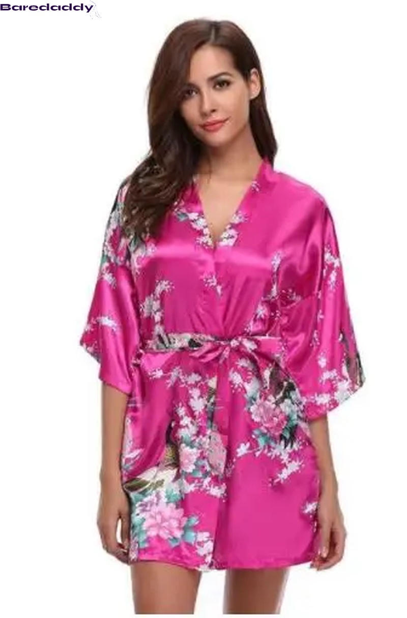 Baredaddy Kimono Crane Print Bathrobe