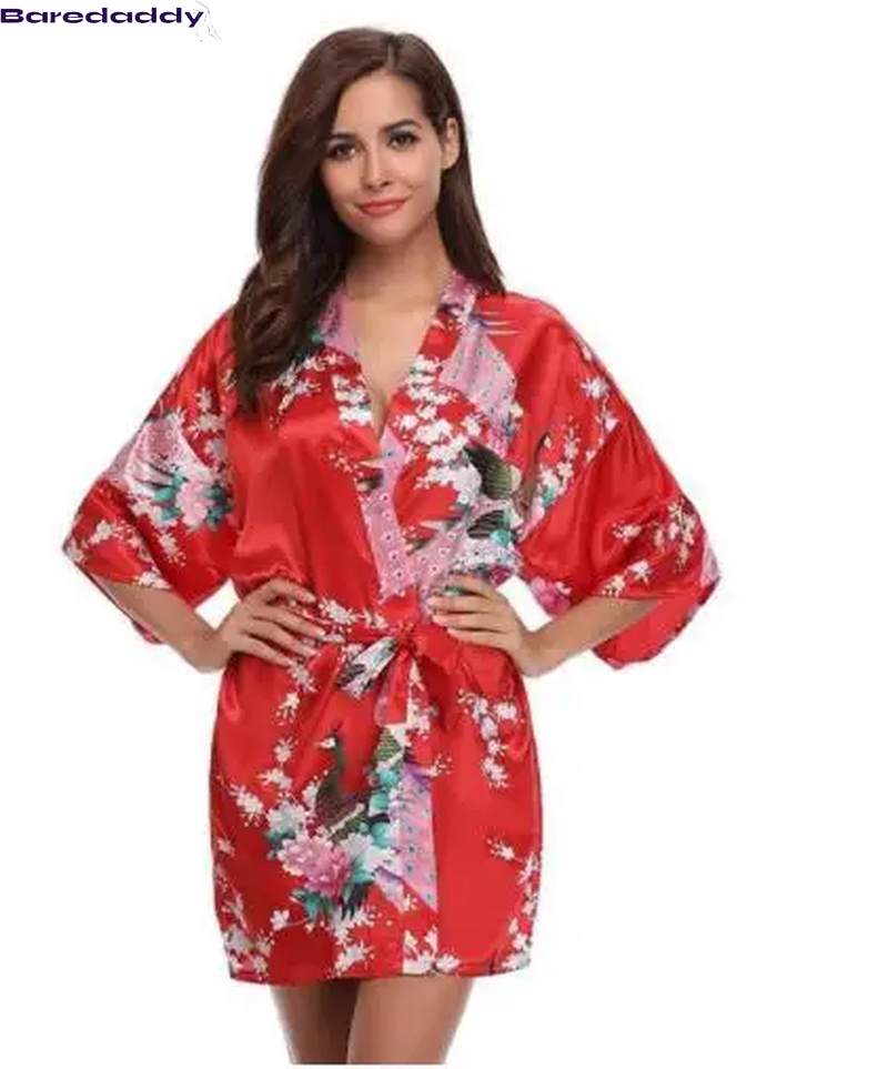 Baredaddy Kimono Crane Print Bathrobe