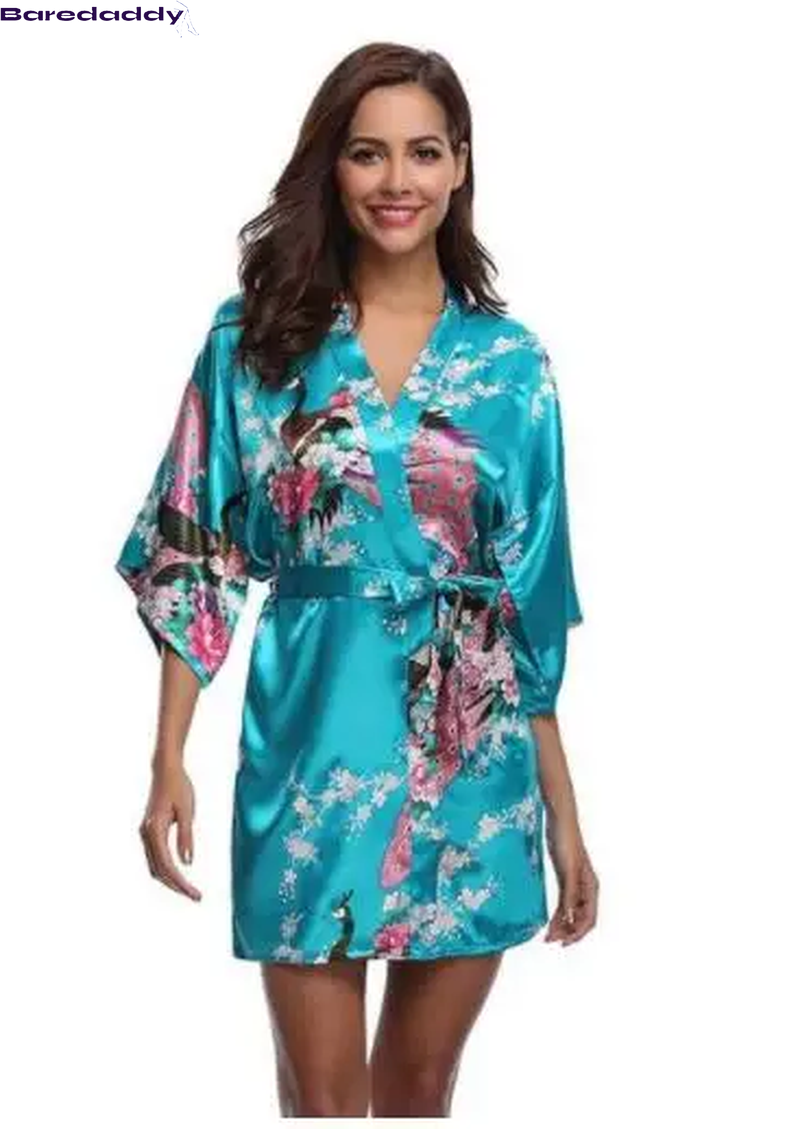 Baredaddy Kimono Crane Print Bathrobe