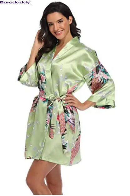 Baredaddy Kimono Crane Print Bathrobe