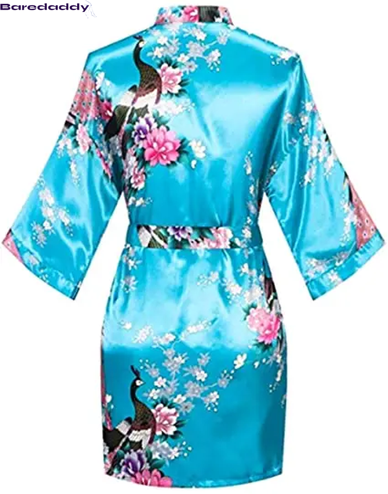 Baredaddy Kimono Crane Print Bathrobe