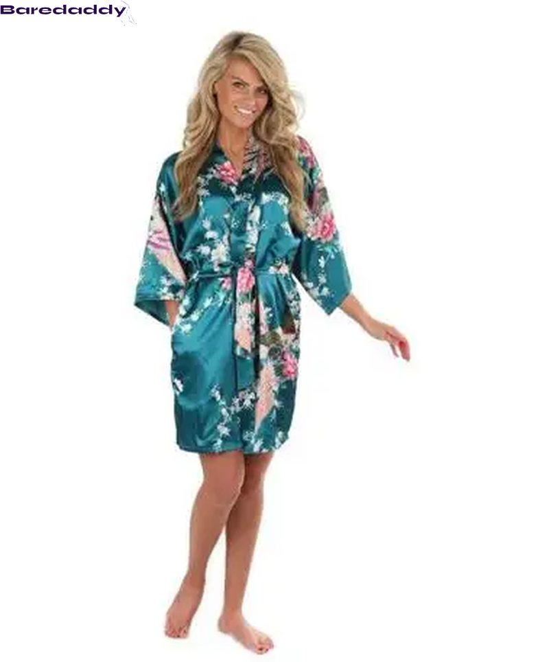 Baredaddy Kimono Crane Print Bathrobe