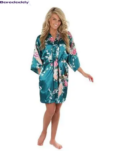 Baredaddy Kimono Crane Print Bathrobe