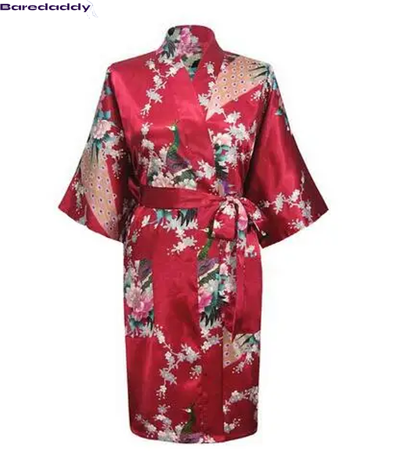 Baredaddy Kimono Crane Print Bathrobe