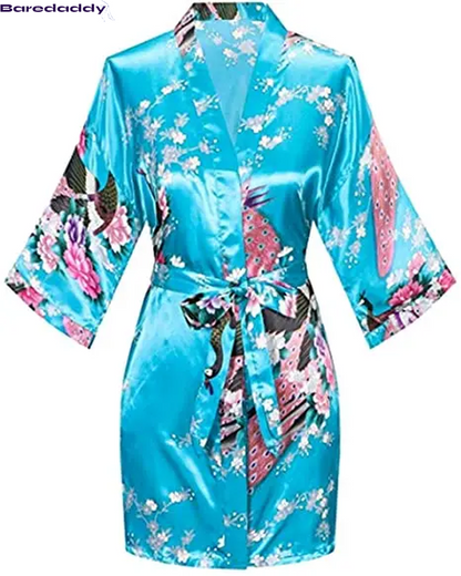 Baredaddy Kimono Crane Print Bathrobe