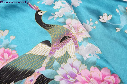 Baredaddy Kimono Crane Print Bathrobe