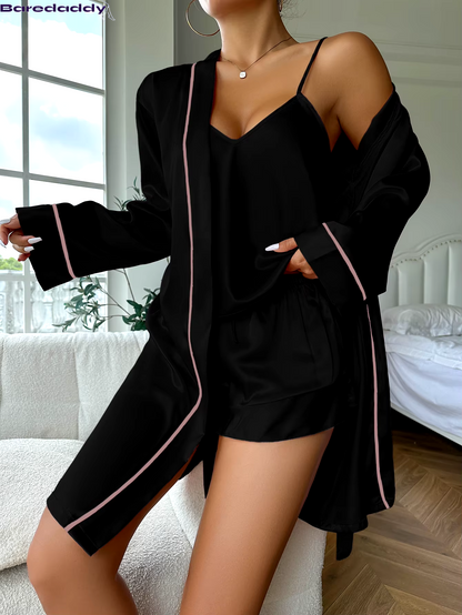 Baredaddy Simple Satin Pajama Set Nightwear