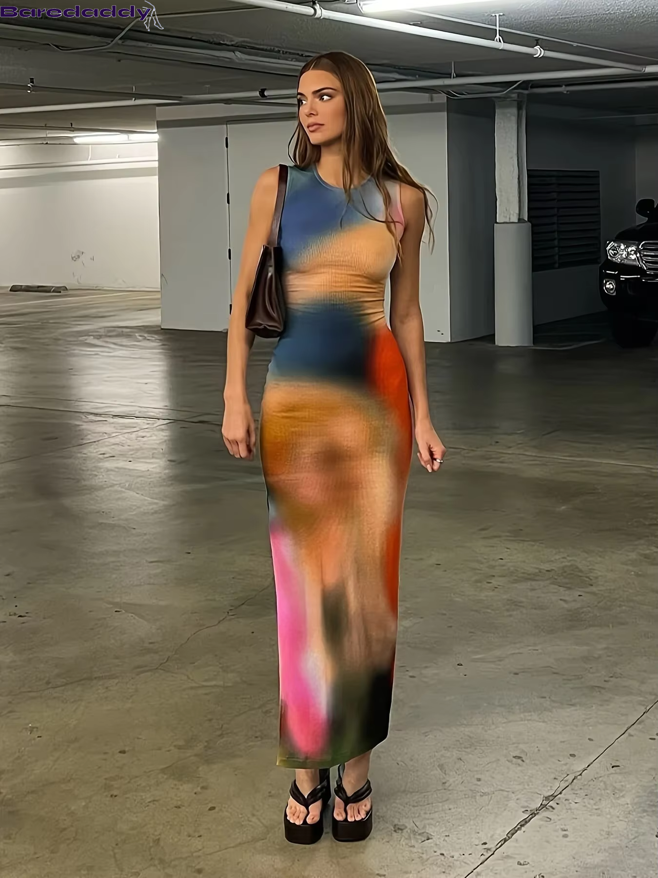 Baredaddy Streetwear Tie-Dye Bodycon Sling Dress