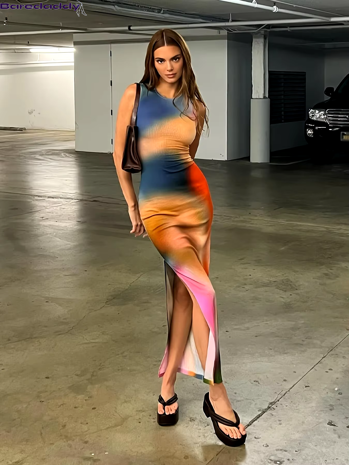 Baredaddy Streetwear Tie-Dye Bodycon Sling Dress