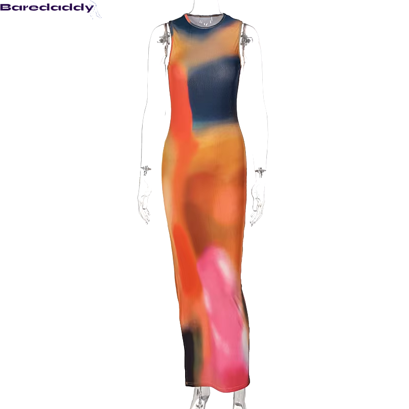 Baredaddy Streetwear Tie-Dye Bodycon Sling Dress