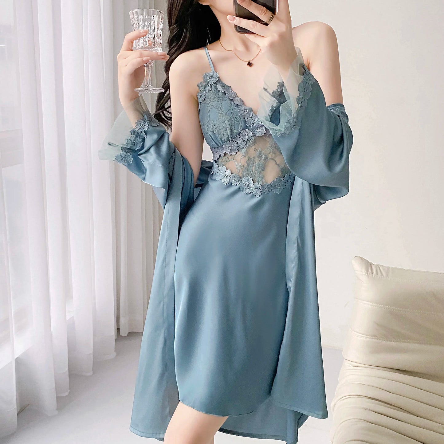 Baredaddy Wave Silk Robes for Nightwear