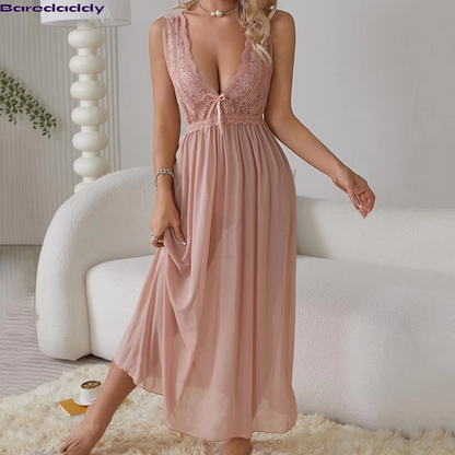 Baredaddy Chiffon Mesh Nightdress Lace Dress