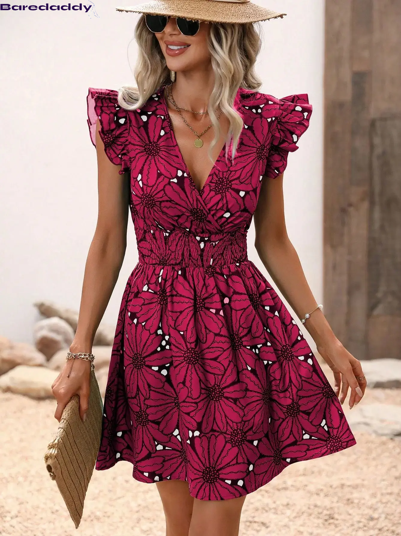 Baredaddy Chic Flower Short Dress