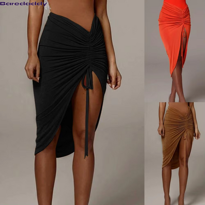 Draped Drawstring Sheath Skirts Beach Wear