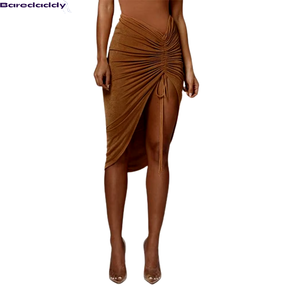 Draped Drawstring Sheath Skirts Beach Wear