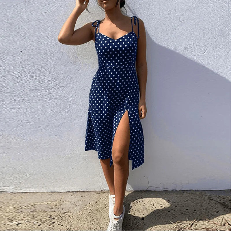  Summer Women Polka Dot Midi Dress