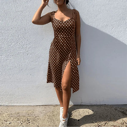  Summer Women Polka Dot Midi Dress