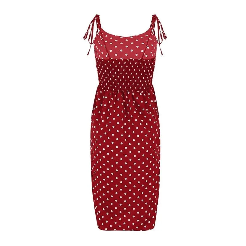  Summer Women Polka Dot Midi Dress