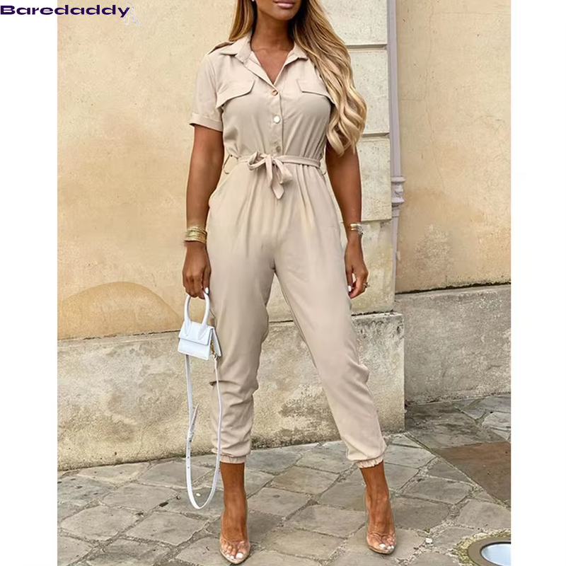 Monochromatic Belt Mocha Jumpsuit