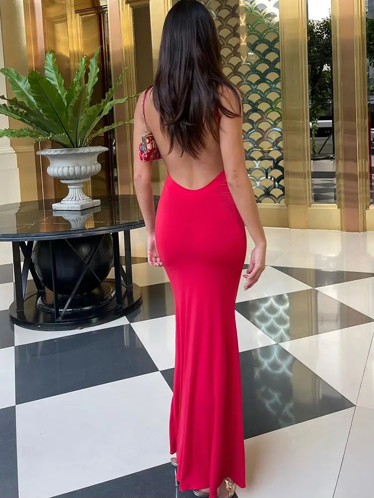 Draped Women's Backless Valentine Midi Collection Sundress