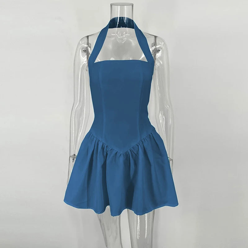 Frill Mini Halter Dress for Women Splice