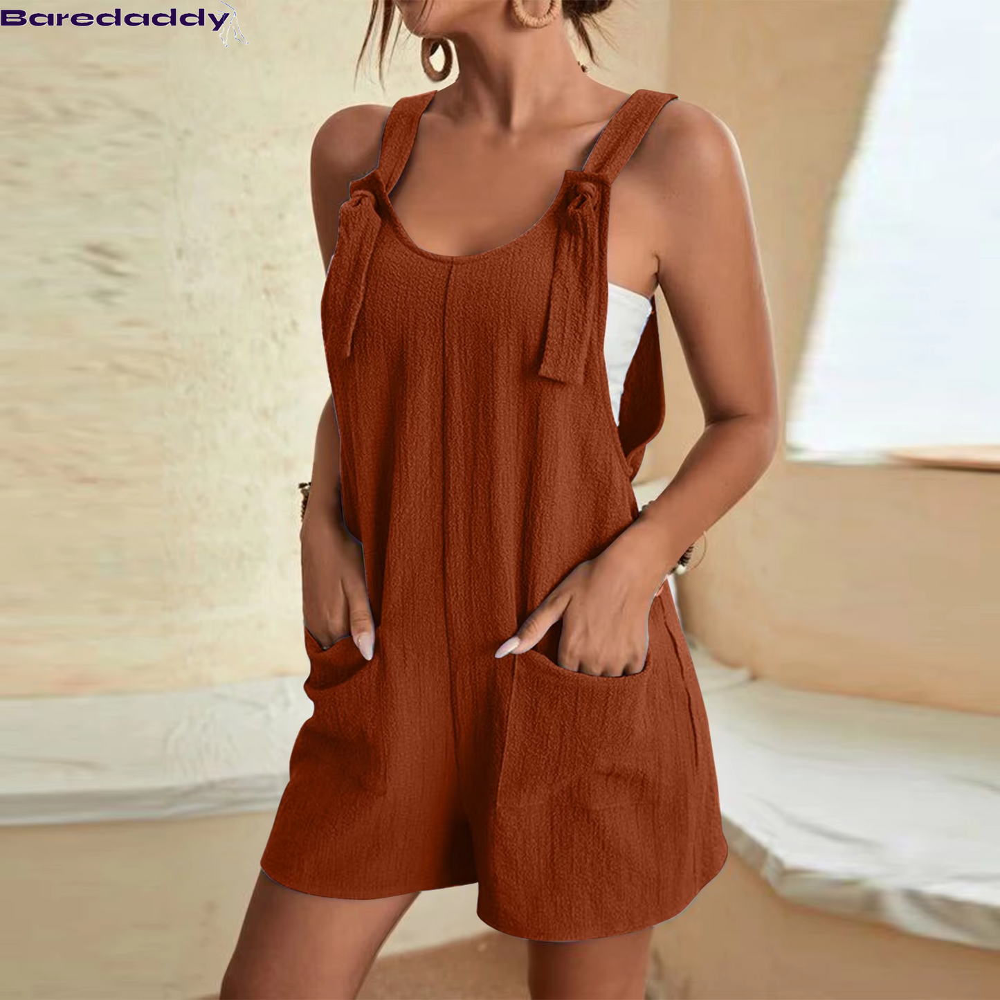 Summer Rompers Tie Knot Strap Jumpsuits