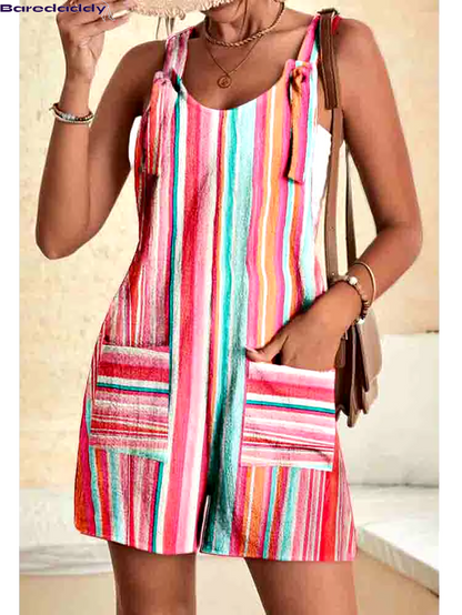 Summer Rompers Tie Knot Strap Jumpsuits