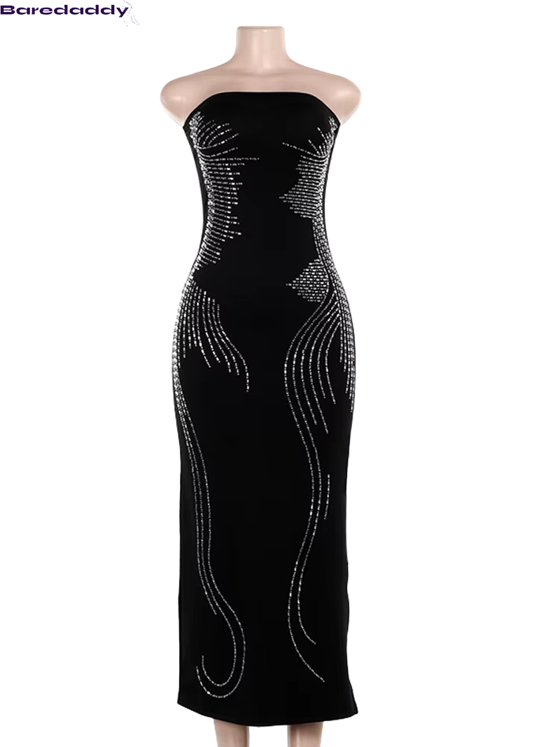 Sparkle Off-Shoulder Sexy Maxi Bodycon Dress