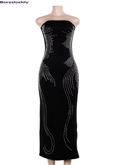 Sparkle Off-Shoulder Sexy Maxi Bodycon Dress