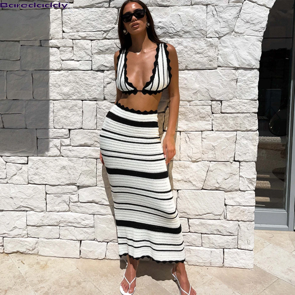 Summer Knitted Beach Skirt Sets Bohemian