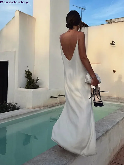 Summer Women Backless Sling Midi Dress