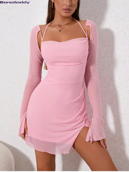 Women Sexy Backless  Mini Party Dress