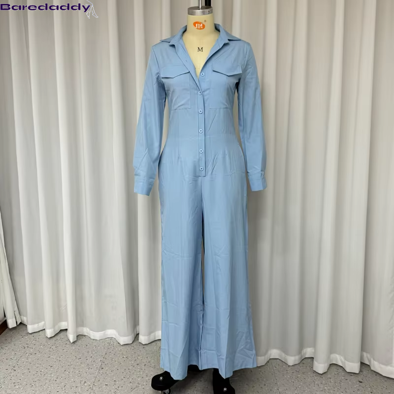 Women Single Breasted Button Nipped Jumpsuit