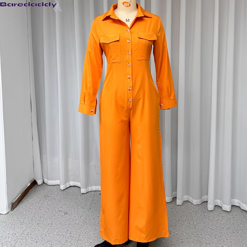 Women Single Breasted Button Nipped Jumpsuit