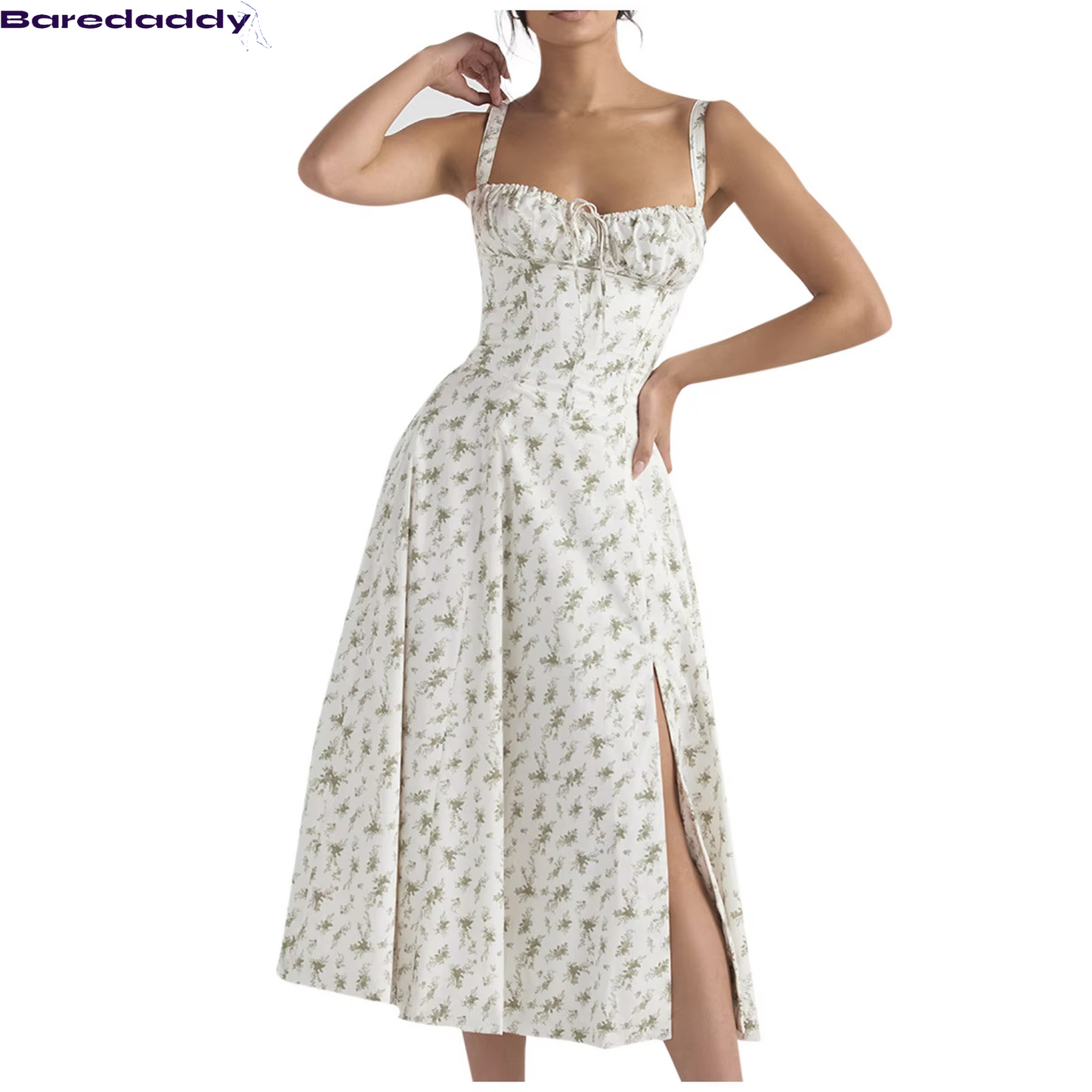 Women's Print Bustier Midi Dress