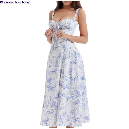 Women's Print Bustier Midi Dress